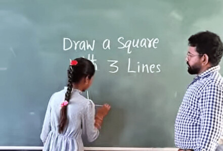 Un profesor le-a cerut elevilor să deseneze un pătrat cu trei linii. Un ...
