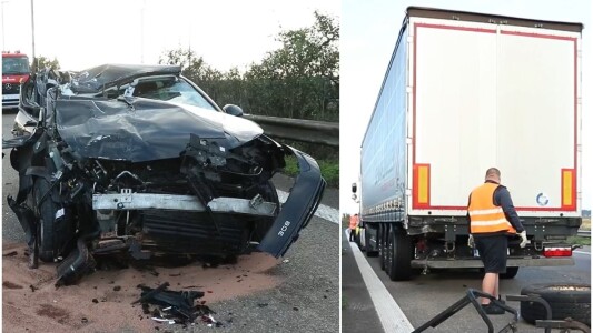 Mașina unor tineri s-a făcut praf într-un camion românesc, pe un drum din ...