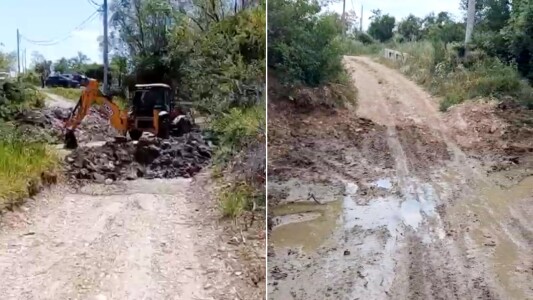 Singurul drum spre o fermă cu sute de animale, blocat de Apele Române. ...