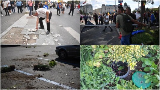 Infiltrații la protestul oierilor au smuls borduri și pavaj, au distrus ...